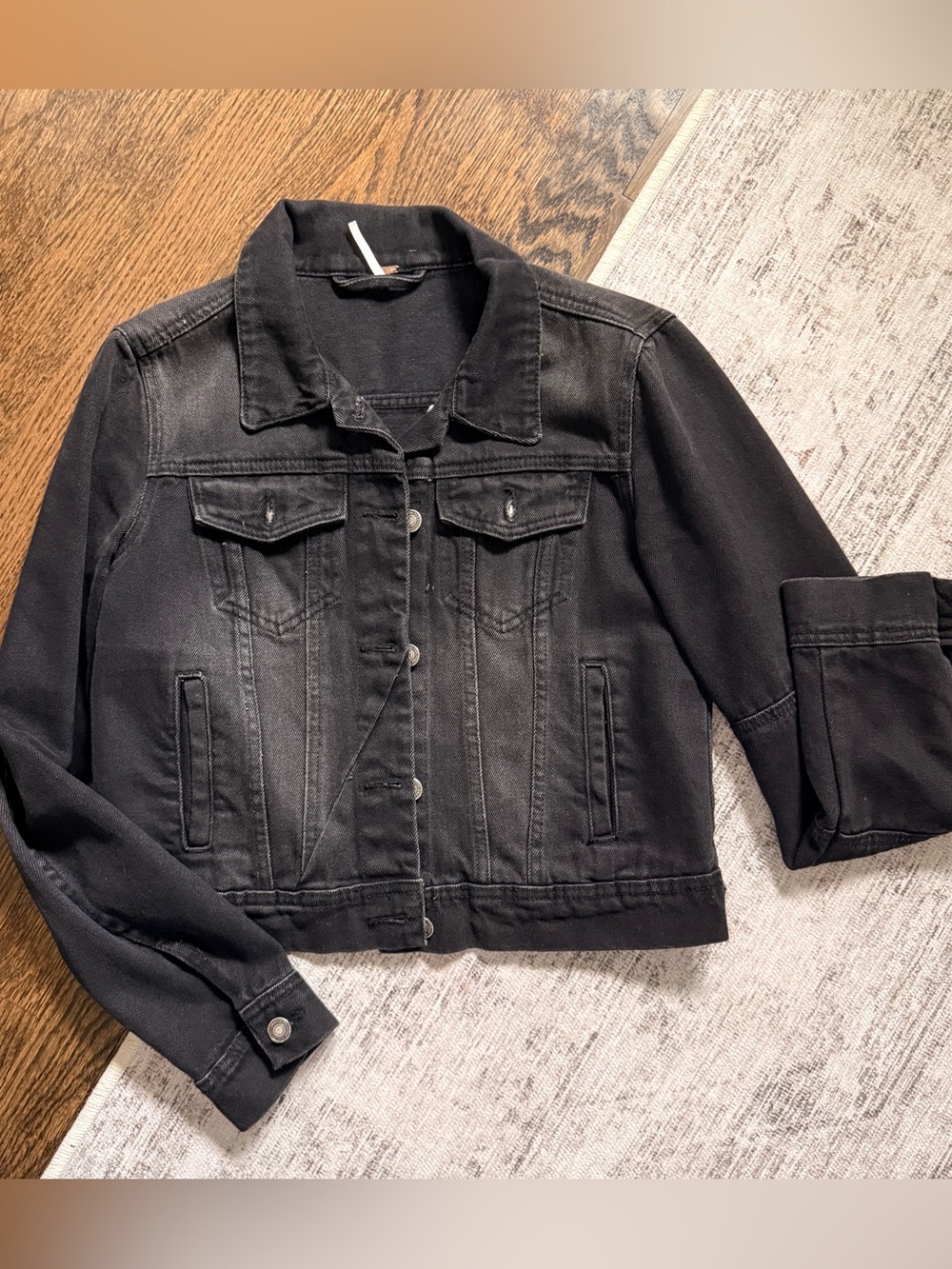 Free People Rumors Denim Jacket - Washed Black